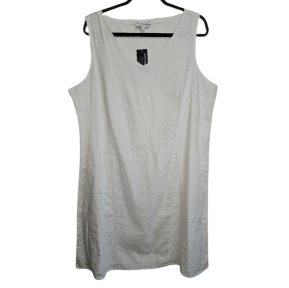 NWT! Kim Rogers White Tank Dress Linen Cotton NEW Minimalist Natural